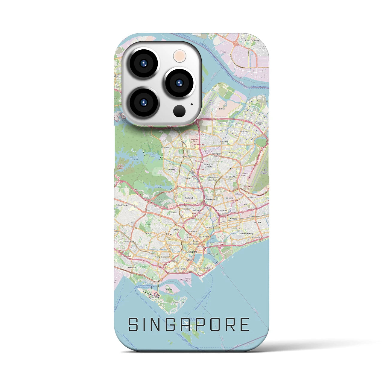 【シンガポール】地図柄iPhoneケース（バックカバータイプ・ナチュラル）iPhone 13 Pro 用