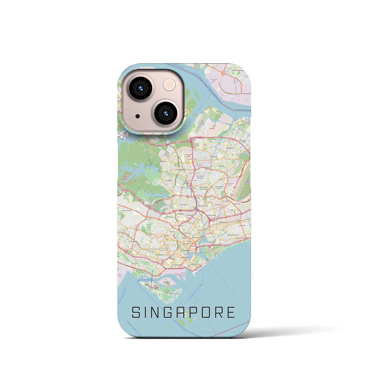 【シンガポール】地図柄iPhoneケース（バックカバータイプ・ナチュラル）iPhone 13 mini 用