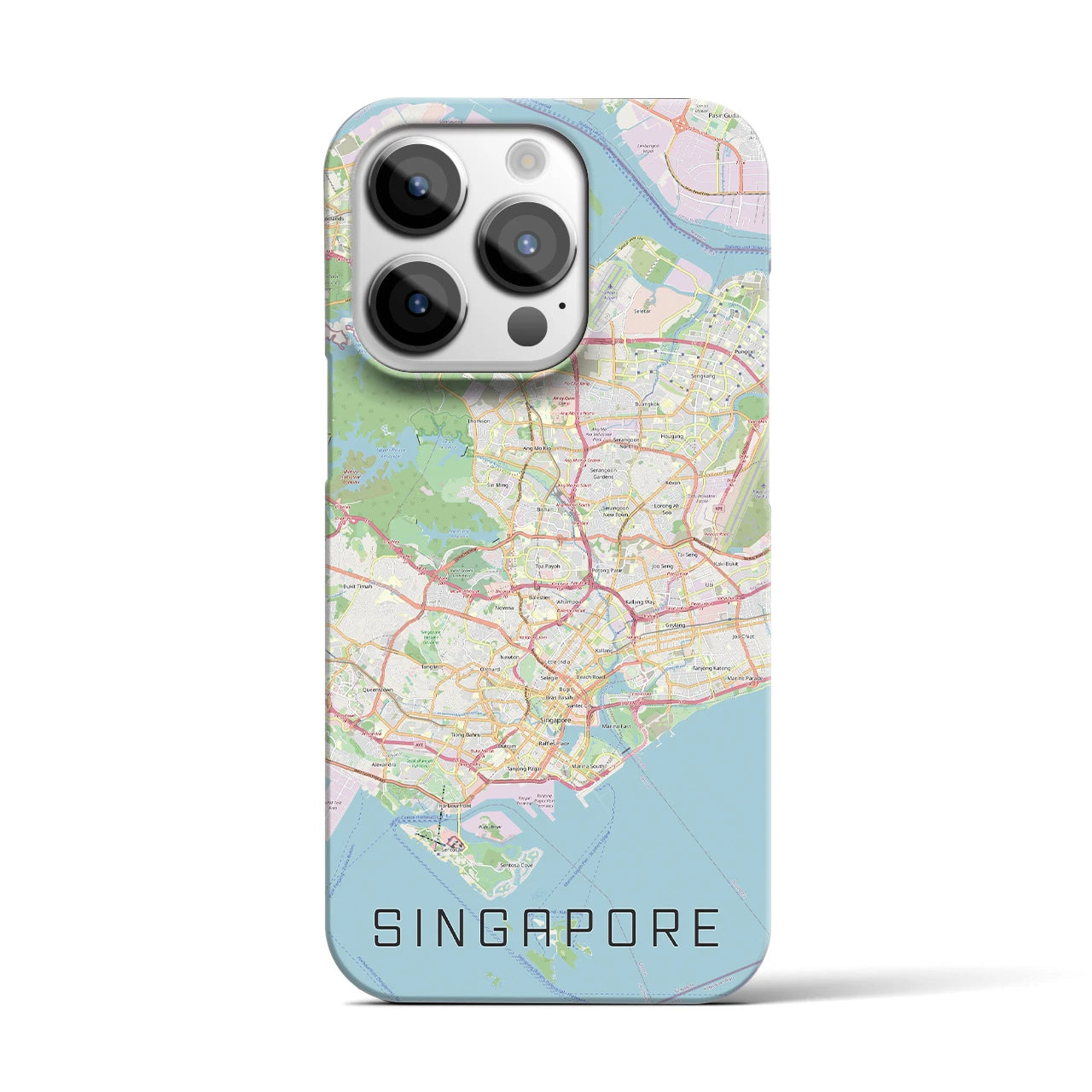【シンガポール】地図柄iPhoneケース（バックカバータイプ・ナチュラル）iPhone 14 Pro 用