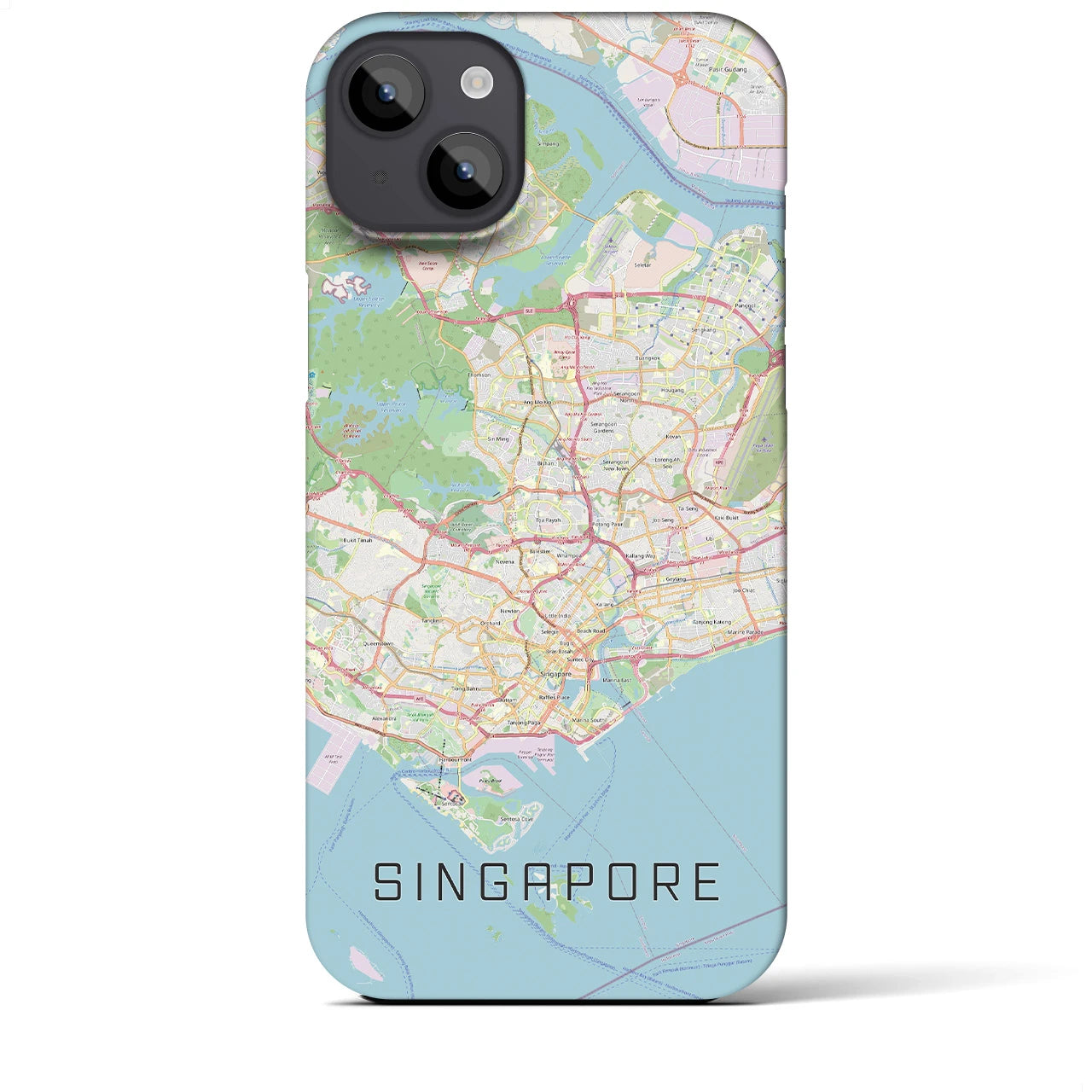 【シンガポール】地図柄iPhoneケース（バックカバータイプ・ナチュラル）iPhone 14 Plus 用