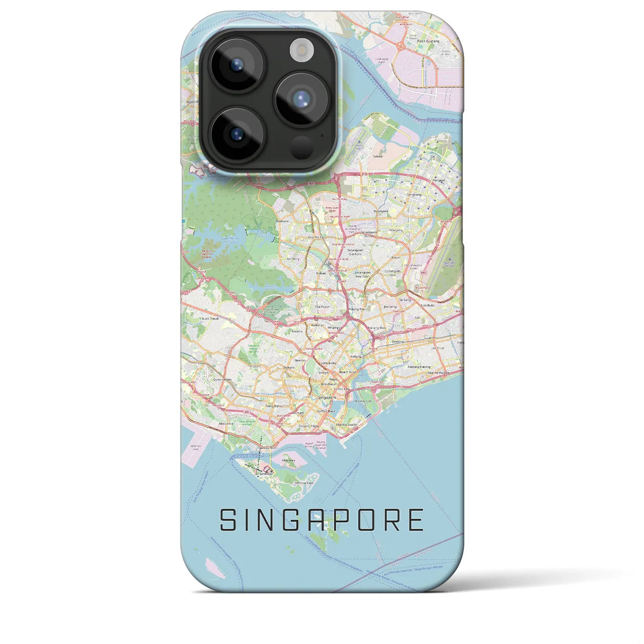 【シンガポール】地図柄iPhoneケース（バックカバータイプ・ナチュラル）iPhone 15 Pro Max 用