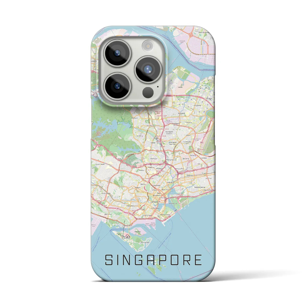 【シンガポール】地図柄iPhoneケース（バックカバータイプ・ナチュラル）iPhone 15 Pro 用