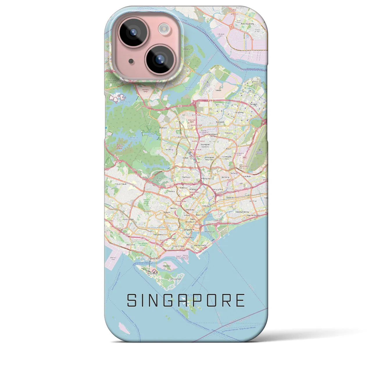 【シンガポール】地図柄iPhoneケース（バックカバータイプ・ナチュラル）iPhone 15 Plus 用