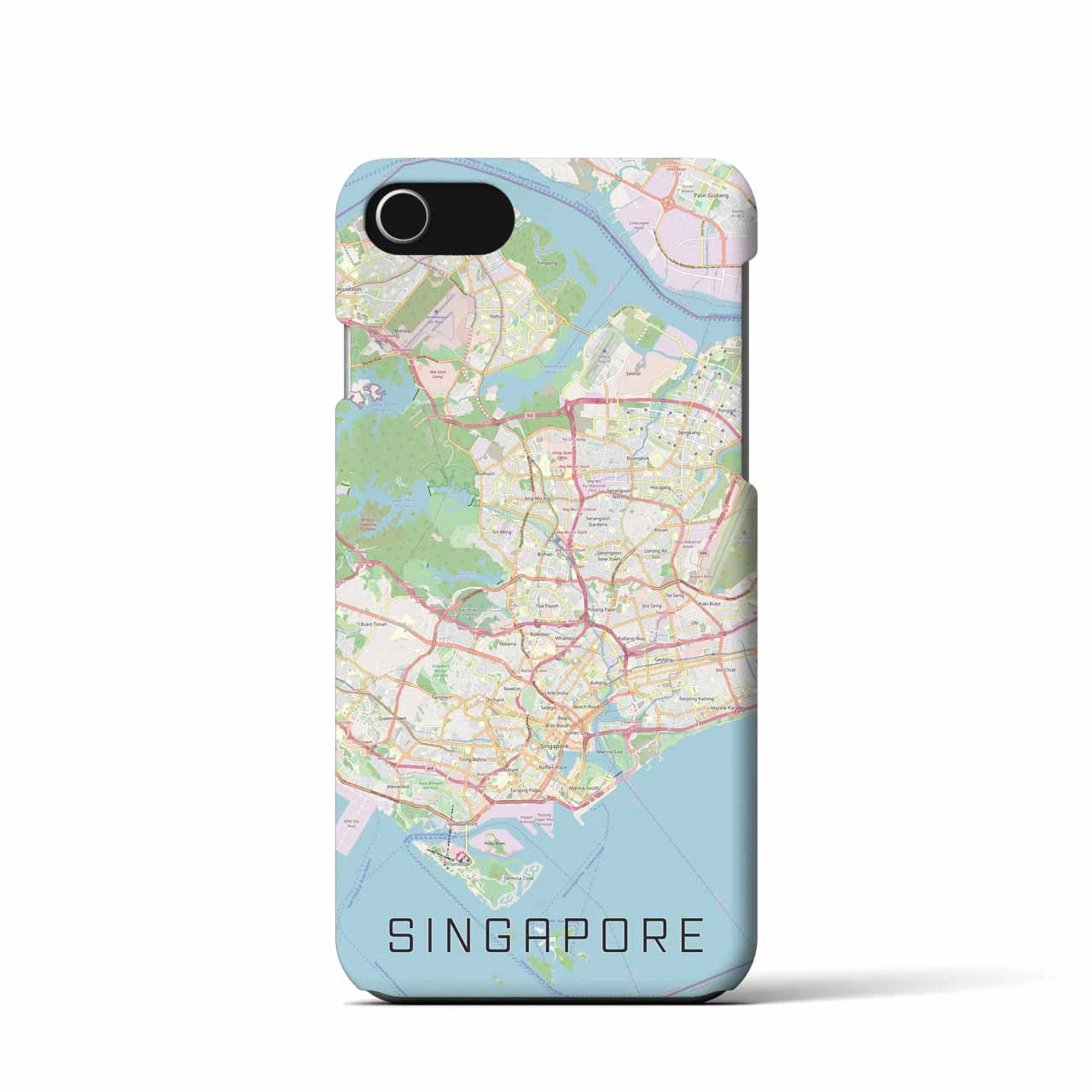 【シンガポール】地図柄iPhoneケース（バックカバータイプ・ナチュラル）iPhone SE（第3 / 第2世代） / 8 / 7 / 6s / 6 用