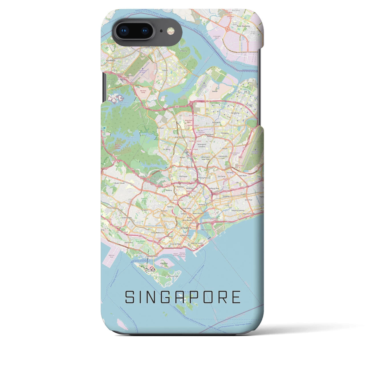 【シンガポール】地図柄iPhoneケース（バックカバータイプ・ナチュラル）iPhone 8Plus /7Plus / 6sPlus / 6Plus 用