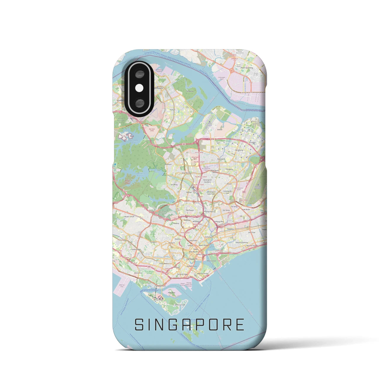 【シンガポール】地図柄iPhoneケース（バックカバータイプ・ナチュラル）iPhone XS / X 用