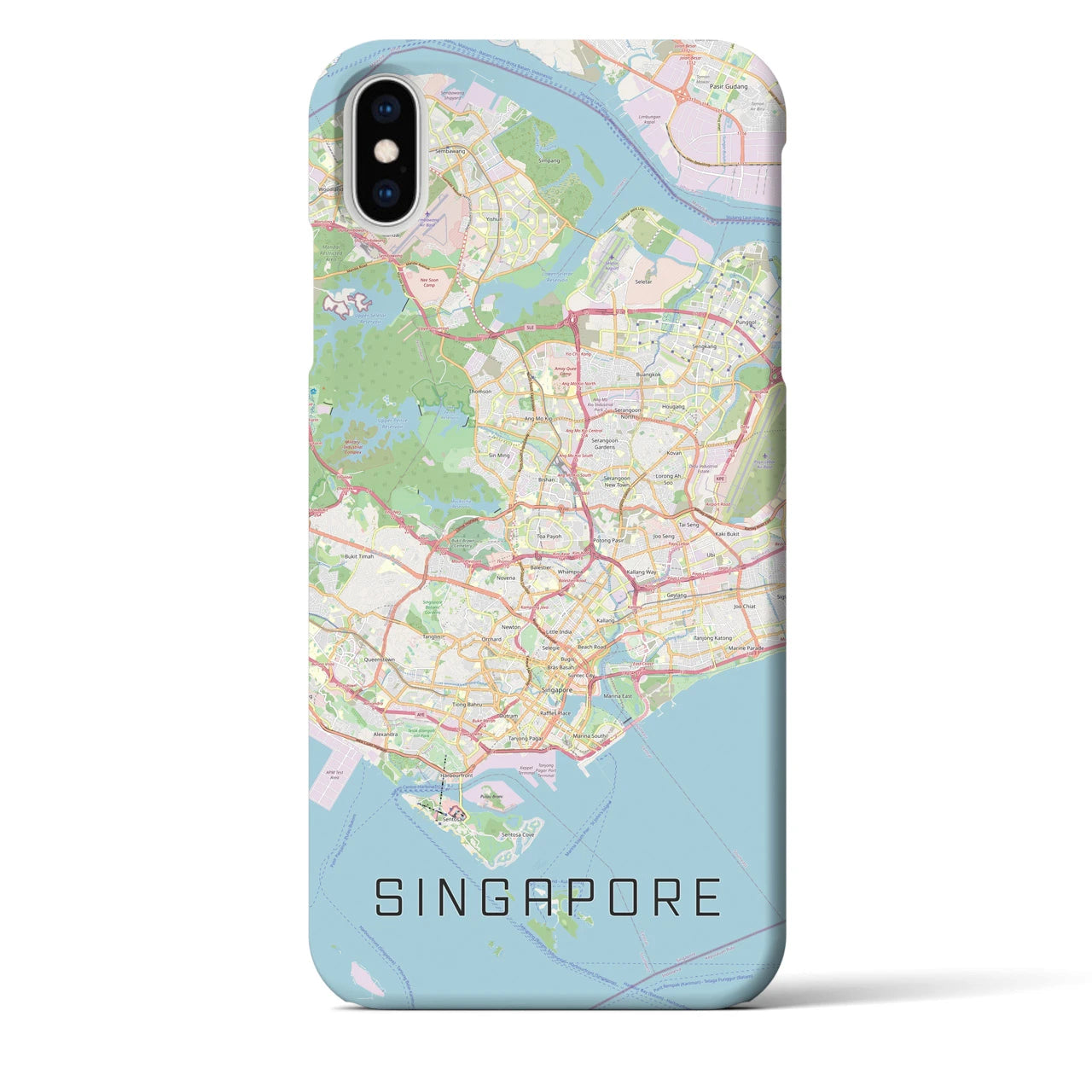 【シンガポール】地図柄iPhoneケース（バックカバータイプ・ナチュラル）iPhone XS Max 用