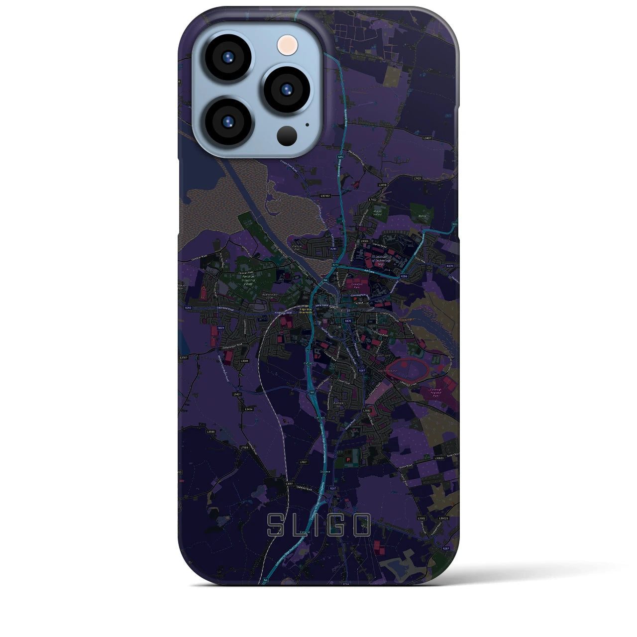 【スライゴ】地図柄iPhoneケース（バックカバータイプ・ブラック）iPhone 13 Pro Max 用