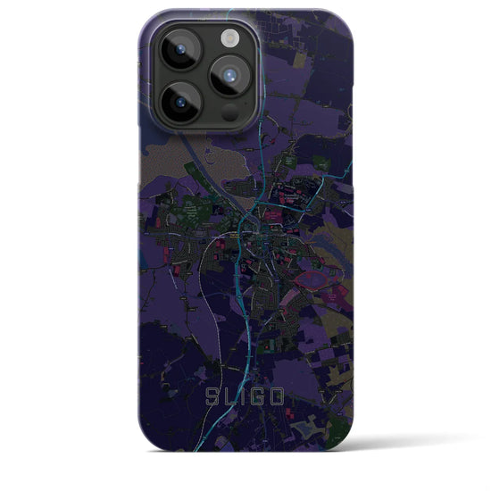 【スライゴ】地図柄iPhoneケース（バックカバータイプ・ブラック）iPhone 15 Pro Max 用