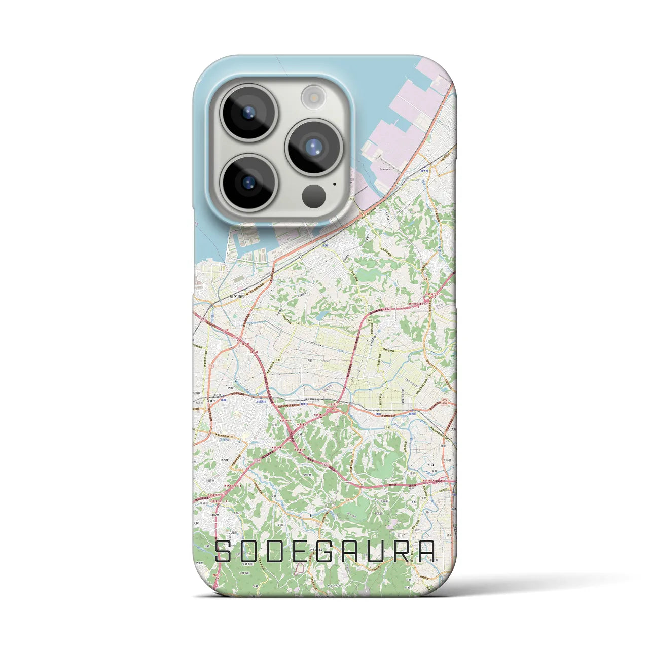 【袖ケ浦】地図柄iPhoneケース（バックカバータイプ・ナチュラル）iPhone 15 Pro 用