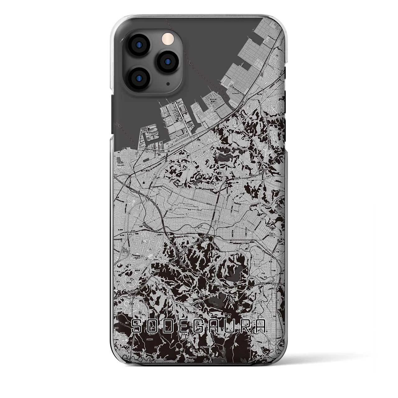 【袖ケ浦】地図柄iPhoneケース（クリアタイプ・モノトーン）iPhone 11 Pro Max 用