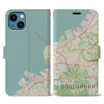 【袖ケ浦（千葉県）】地図柄iPhoneケース（手帳タイプ）ナチュラル・iPhone 13 用
