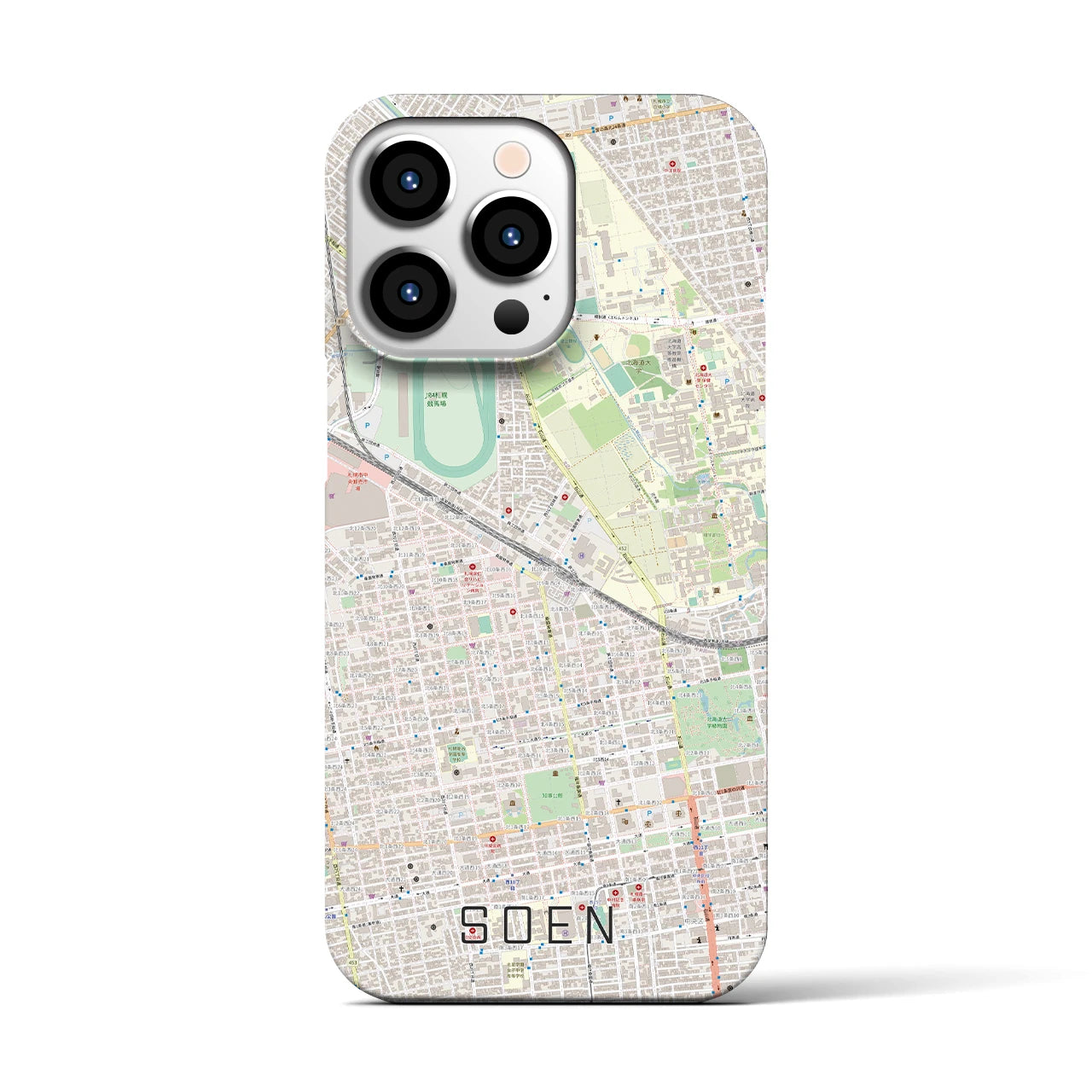 【桑園】地図柄iPhoneケース（バックカバータイプ・ナチュラル）iPhone 13 Pro 用