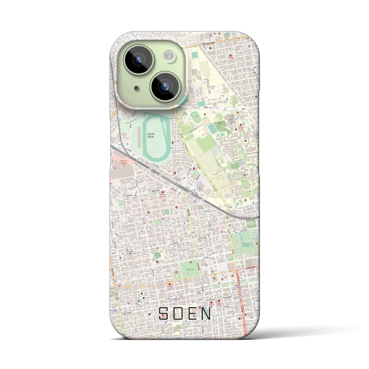 【桑園】地図柄iPhoneケース（バックカバータイプ・ナチュラル）iPhone 15 用