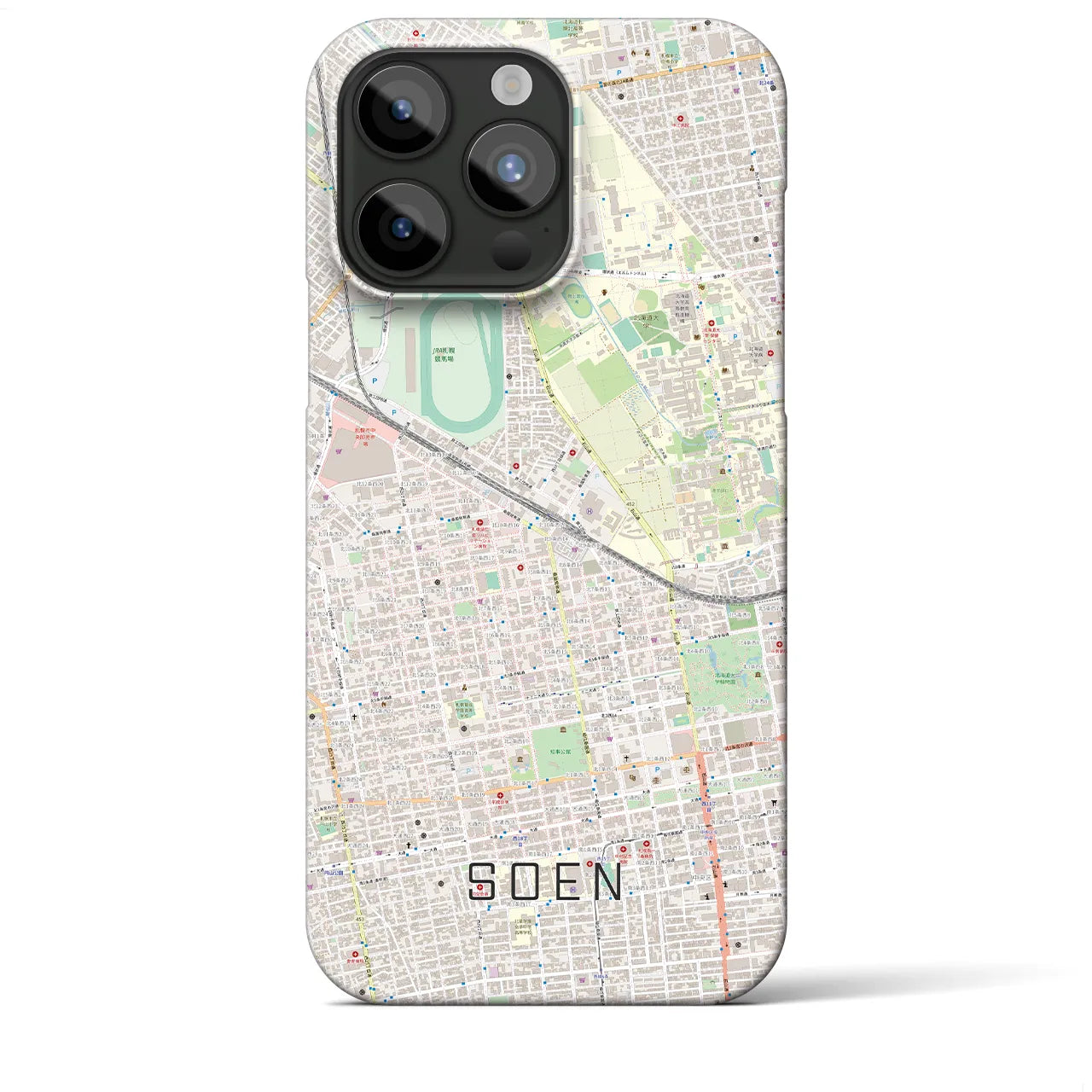 【桑園】地図柄iPhoneケース（バックカバータイプ・ナチュラル）iPhone 15 Pro Max 用