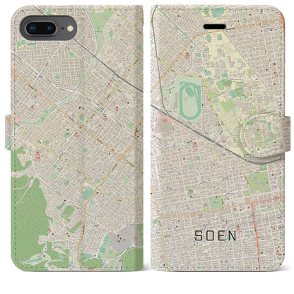 【桑園（北海道）】地図柄iPhoneケース（手帳タイプ）ナチュラル・iPhone 8Plus /7Plus / 6sPlus / 6Plus 用