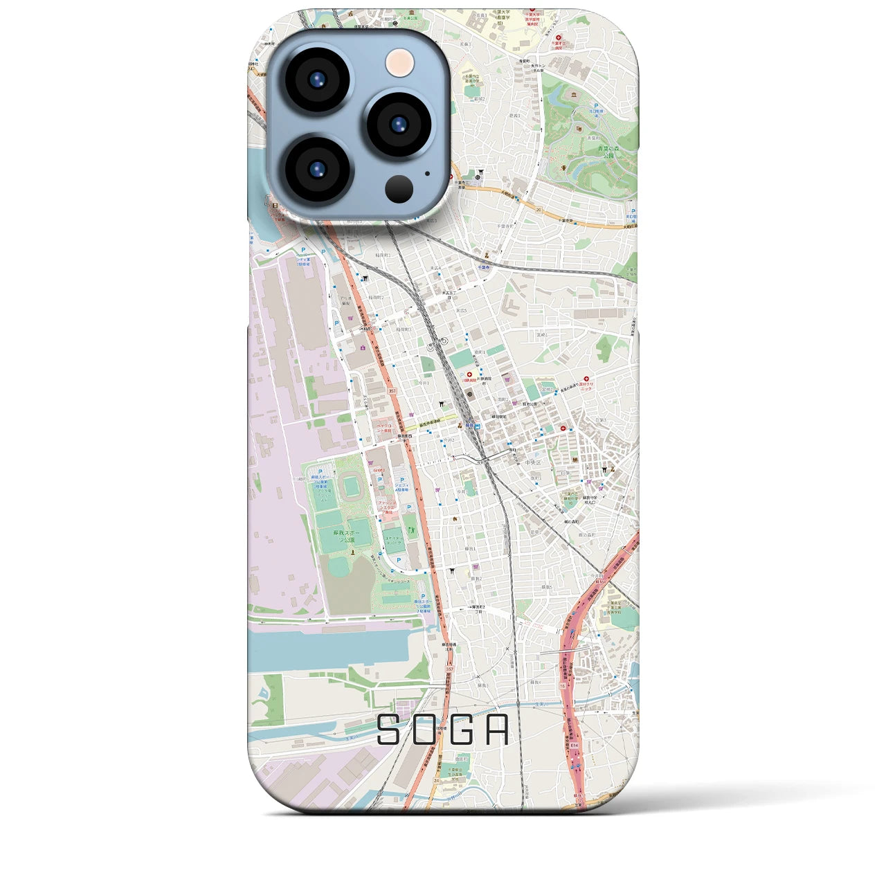 【蘇我】地図柄iPhoneケース（バックカバータイプ・ナチュラル）iPhone 13 Pro Max 用