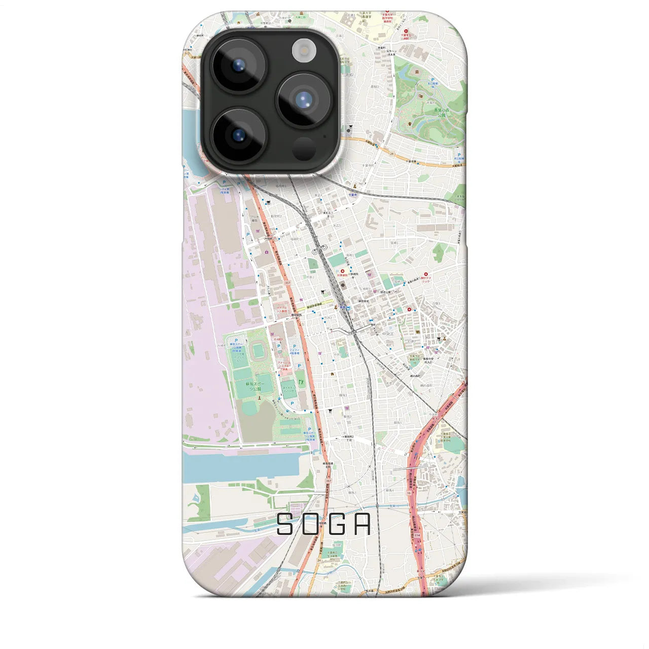 【蘇我】地図柄iPhoneケース（バックカバータイプ・ナチュラル）iPhone 15 Pro Max 用