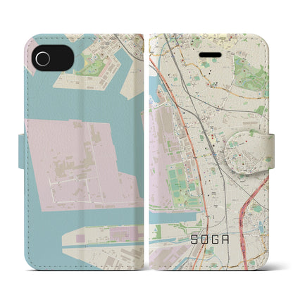 【蘇我（千葉県）】地図柄iPhoneケース（手帳タイプ）ナチュラル・iPhone SE（第3 / 第2世代） / 8 / 7 / 6s / 6 用