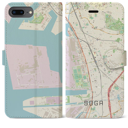 【蘇我（千葉県）】地図柄iPhoneケース（手帳タイプ）ナチュラル・iPhone 8Plus /7Plus / 6sPlus / 6Plus 用