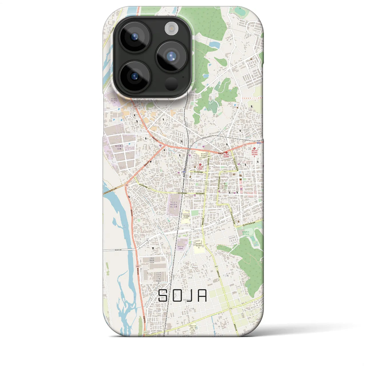 【総社】地図柄iPhoneケース（バックカバータイプ・ナチュラル）iPhone 15 Pro Max 用