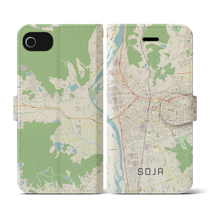 【総社（岡山県）】地図柄iPhoneケース（手帳タイプ）ナチュラル・iPhone SE（第3 / 第2世代） / 8 / 7 / 6s / 6 用