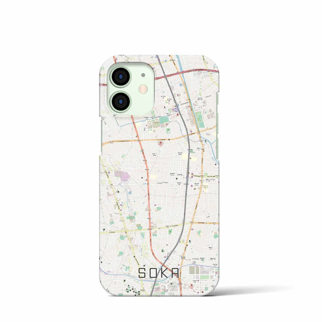 【草加】地図柄iPhoneケース（バックカバータイプ・ナチュラル）iPhone 12 mini 用
