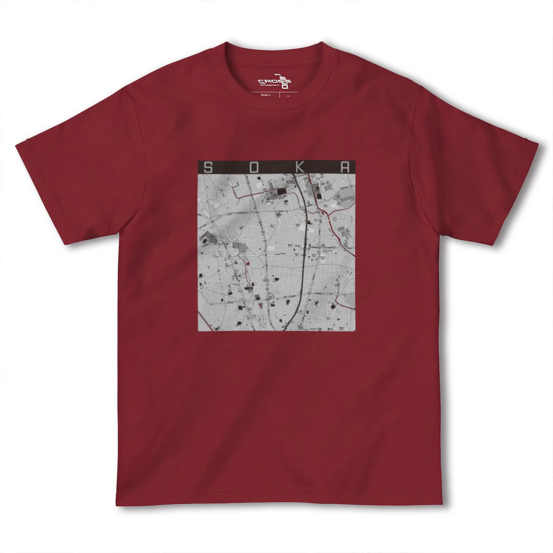 【草加(埼玉県)】地図柄ヘビーウェイトTシャツ