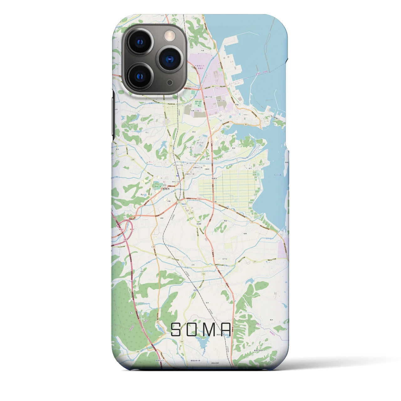 【相馬】地図柄iPhoneケース（バックカバータイプ・ナチュラル）iPhone 11 Pro Max 用