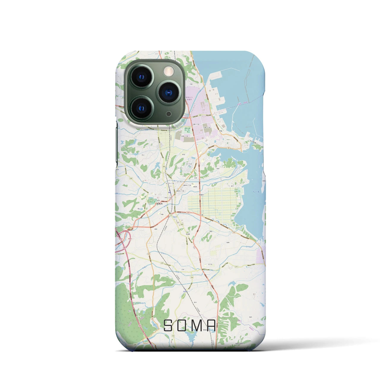 【相馬】地図柄iPhoneケース（バックカバータイプ・ナチュラル）iPhone 11 Pro 用
