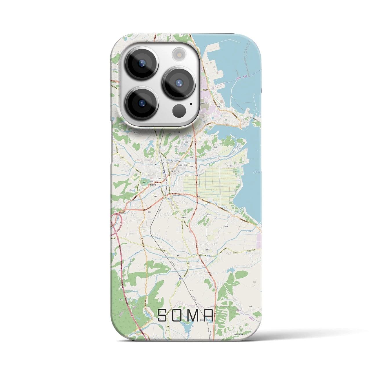 【相馬】地図柄iPhoneケース（バックカバータイプ・ナチュラル）iPhone 14 Pro 用