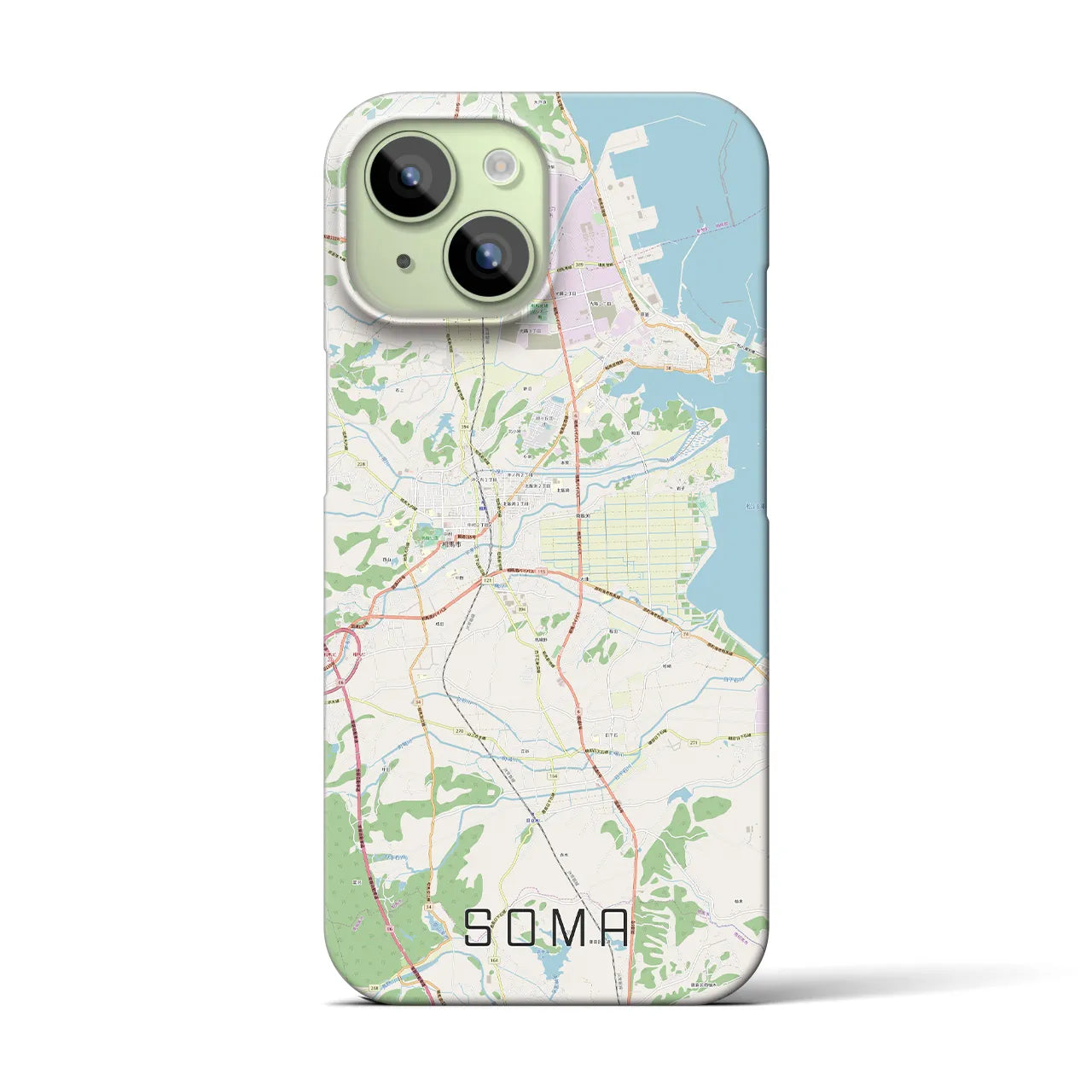 【相馬】地図柄iPhoneケース（バックカバータイプ・ナチュラル）iPhone 15 用