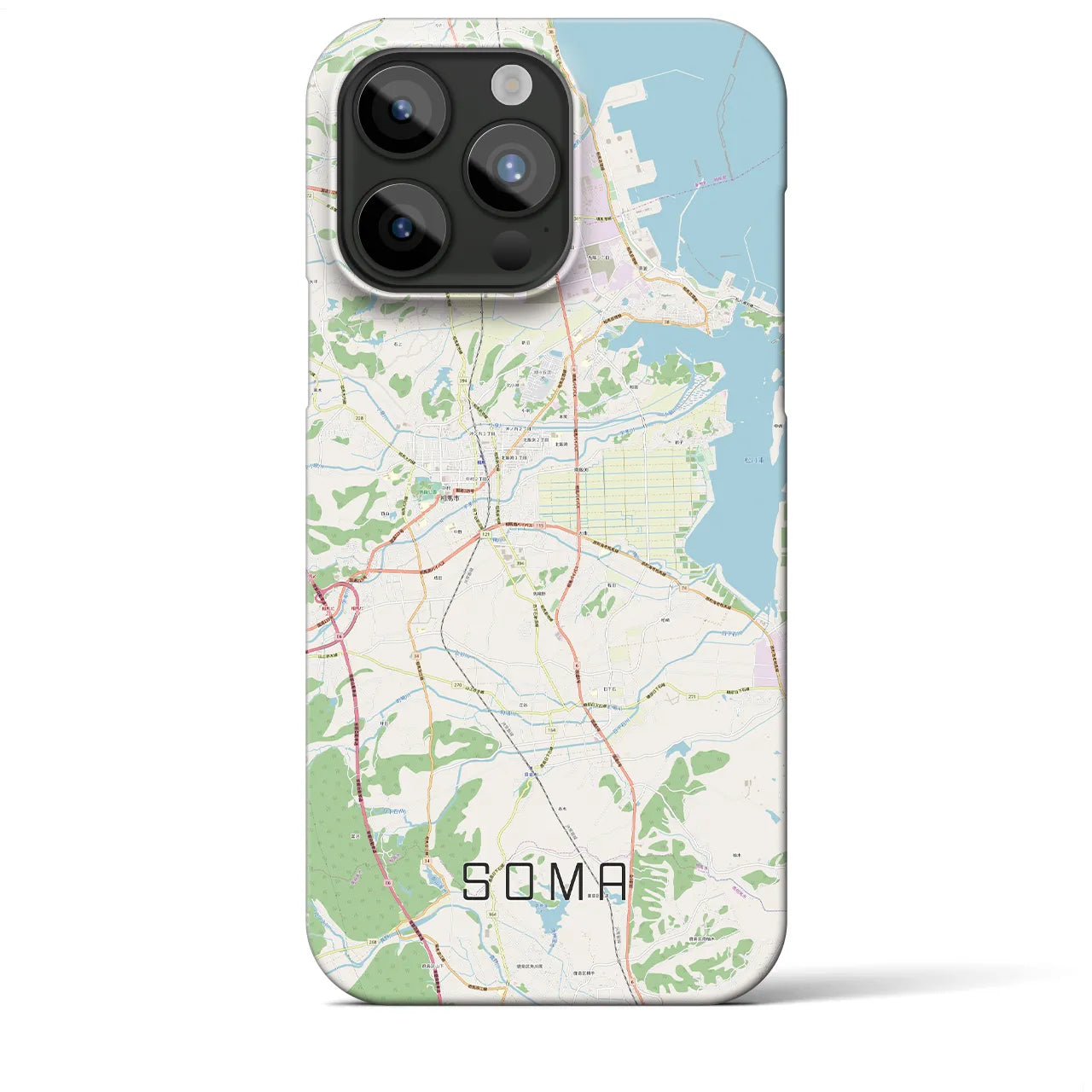 【相馬】地図柄iPhoneケース（バックカバータイプ・ナチュラル）iPhone 15 Pro Max 用