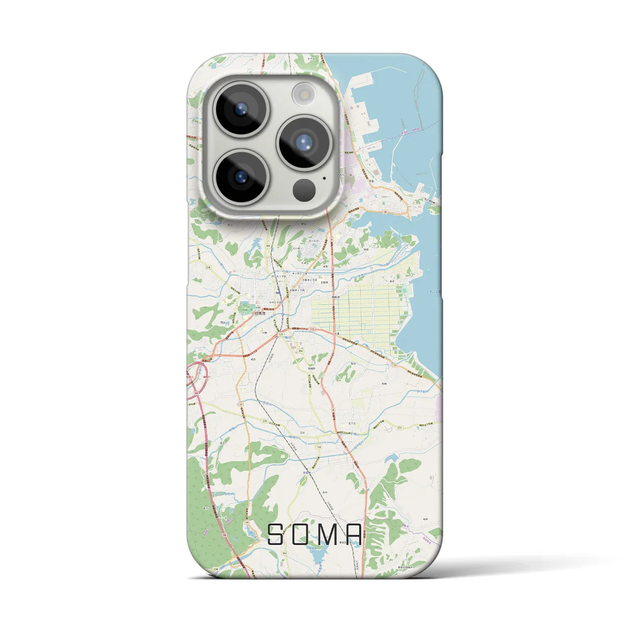 【相馬】地図柄iPhoneケース（バックカバータイプ・ナチュラル）iPhone 15 Pro 用