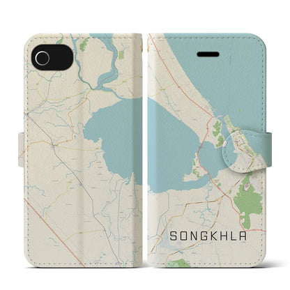 【ソンクラー（タイ）】地図柄iPhoneケース（手帳タイプ）ナチュラル・iPhone SE（第3 / 第2世代） / 8 / 7 / 6s / 6 用