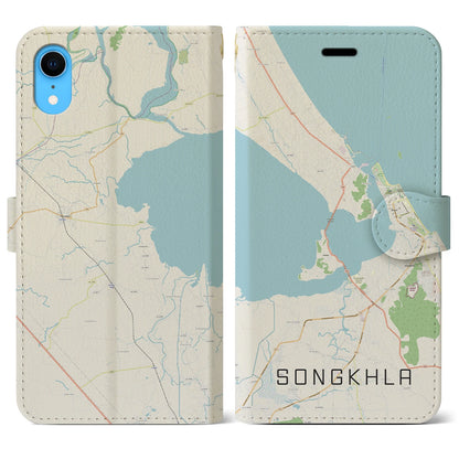 【ソンクラー（タイ）】地図柄iPhoneケース（手帳タイプ）ナチュラル・iPhone XR 用