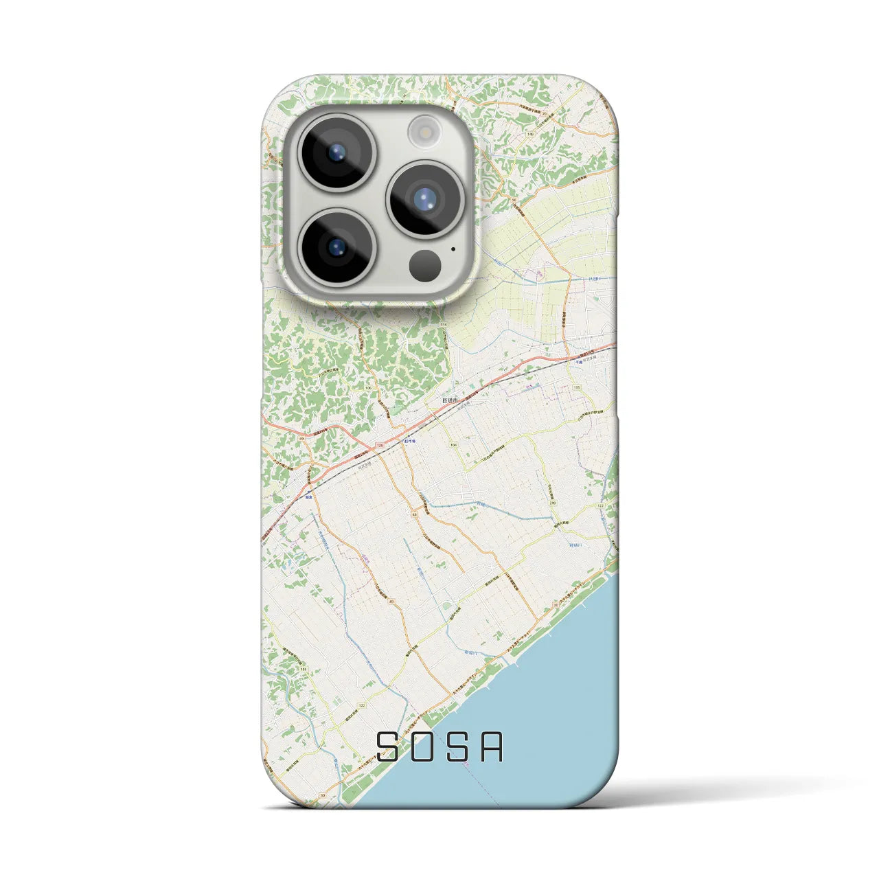 【匝瑳】地図柄iPhoneケース（バックカバータイプ・ナチュラル）iPhone 15 Pro 用