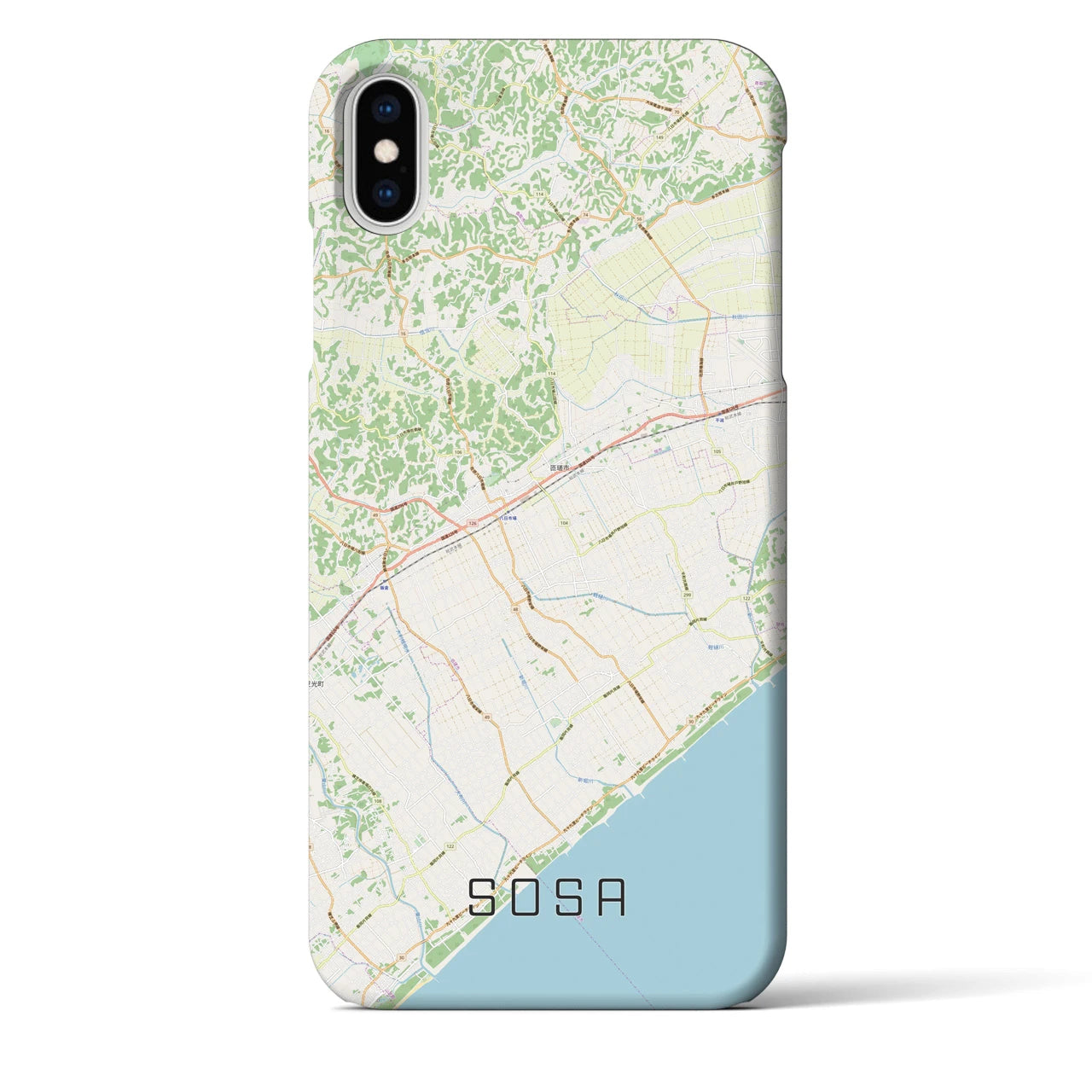【匝瑳】地図柄iPhoneケース（バックカバータイプ・ナチュラル）iPhone XS Max 用