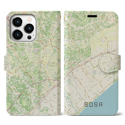 【匝瑳（千葉県）】地図柄iPhoneケース（手帳タイプ）ナチュラル・iPhone 13 Pro 用