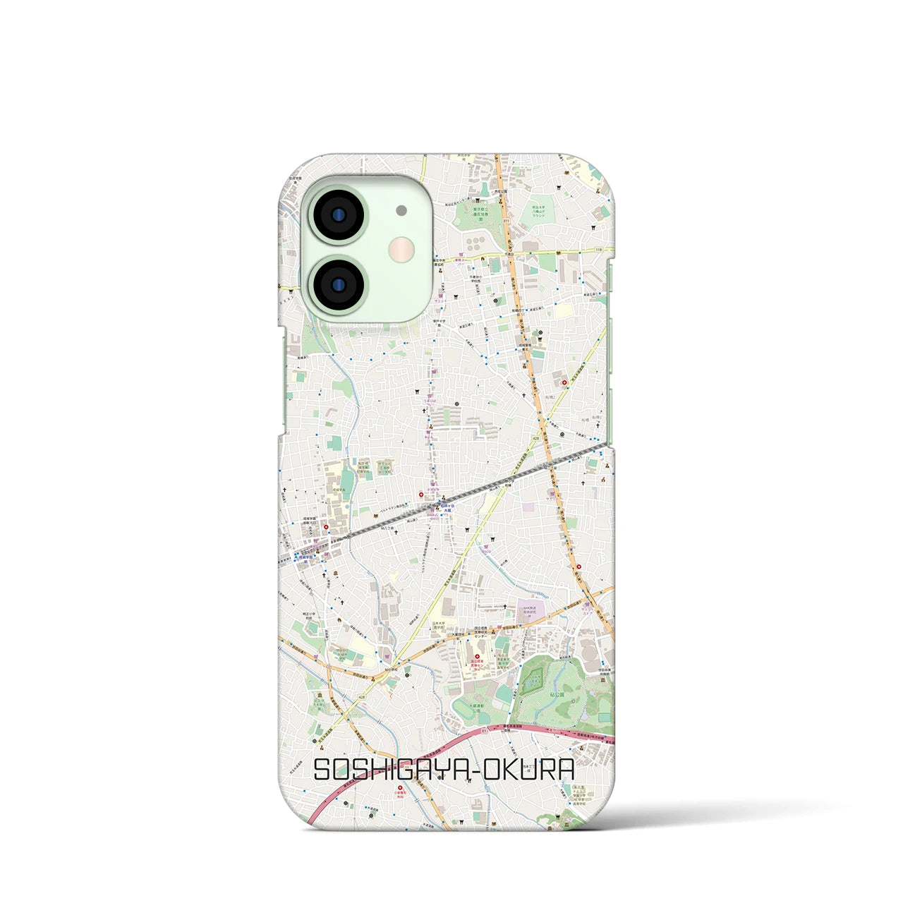 【祖師ヶ谷大蔵】地図柄iPhoneケース（バックカバータイプ・ナチュラル）iPhone 12 mini 用