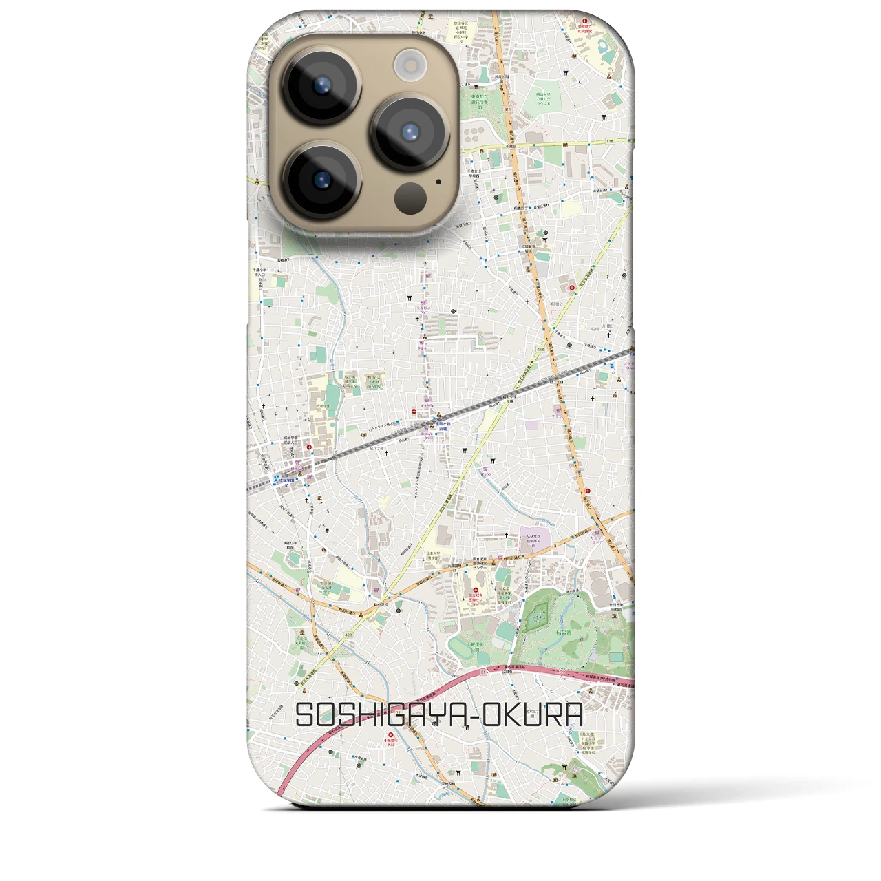 【祖師ヶ谷大蔵】地図柄iPhoneケース（バックカバータイプ・ナチュラル）iPhone 14 Pro Max 用