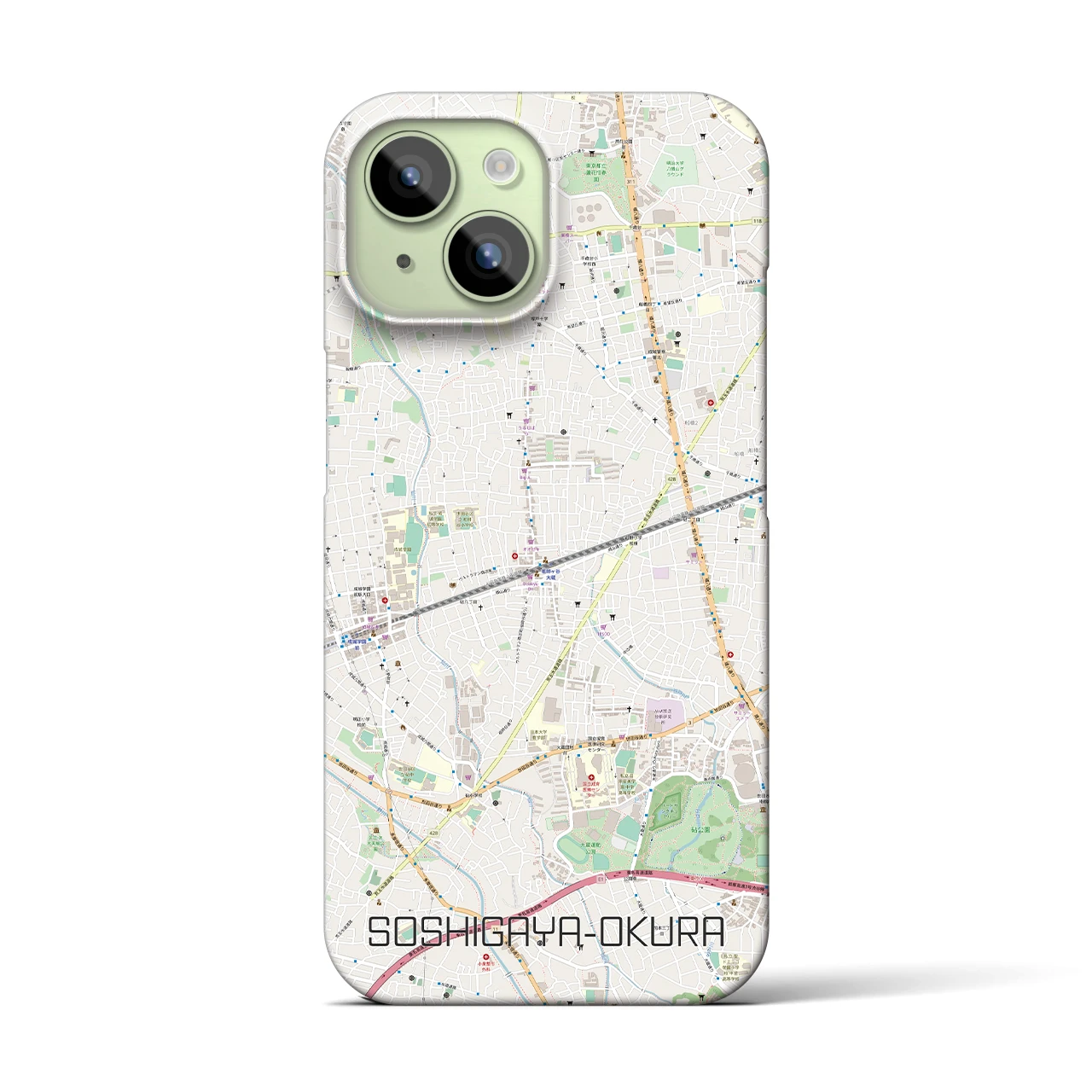 【祖師ヶ谷大蔵】地図柄iPhoneケース（バックカバータイプ・ナチュラル）iPhone 15 用
