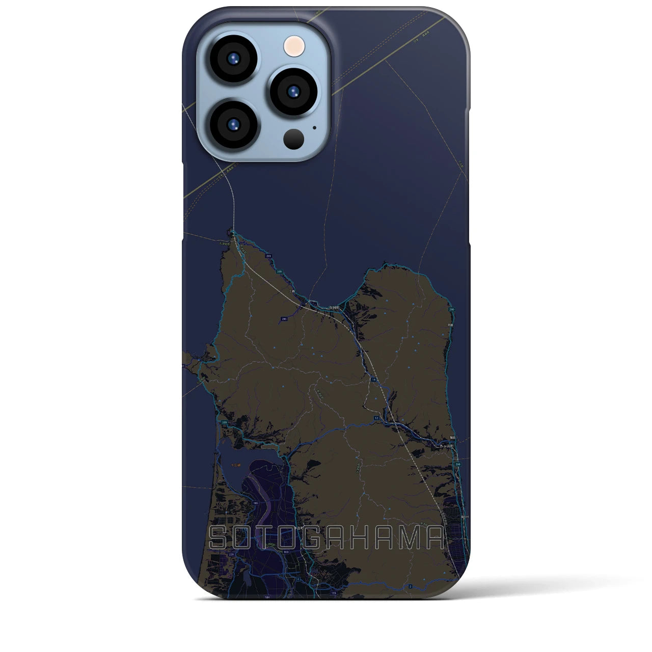 【外ヶ浜】地図柄iPhoneケース（バックカバータイプ・ブラック）iPhone 13 Pro Max 用