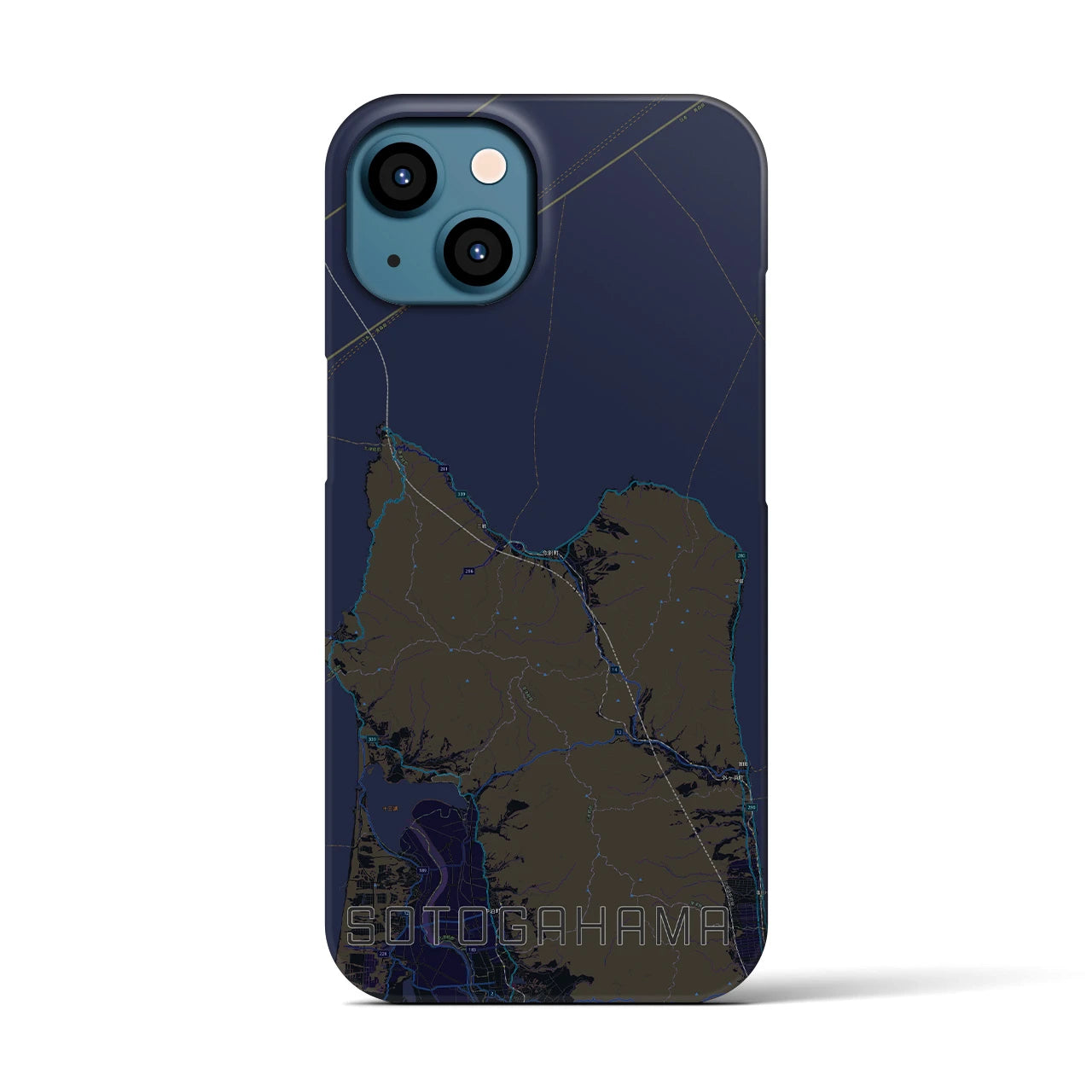 【外ヶ浜】地図柄iPhoneケース（バックカバータイプ・ブラック）iPhone 13 用