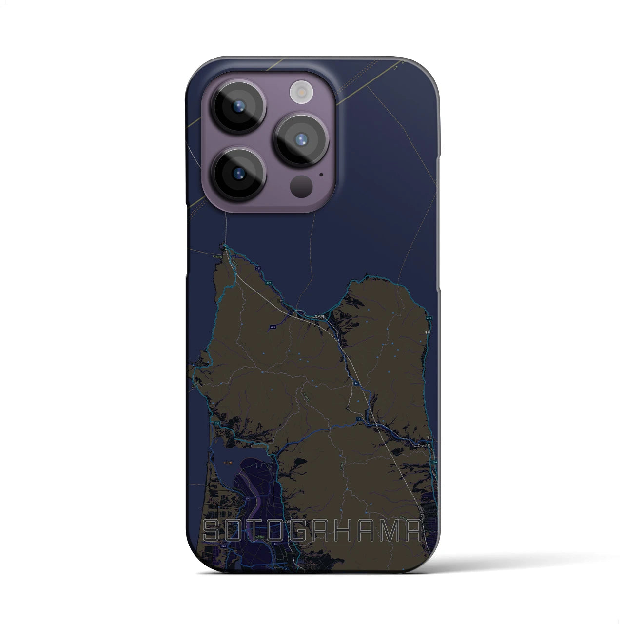 【外ヶ浜】地図柄iPhoneケース（バックカバータイプ・ブラック）iPhone 14 Pro 用
