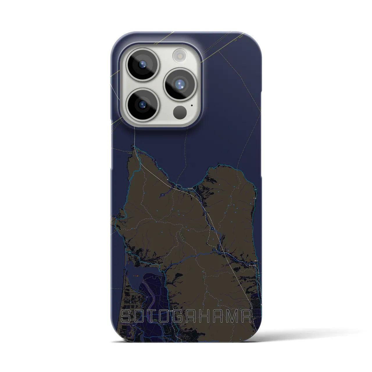 【外ヶ浜】地図柄iPhoneケース（バックカバータイプ・ブラック）iPhone 15 Pro 用