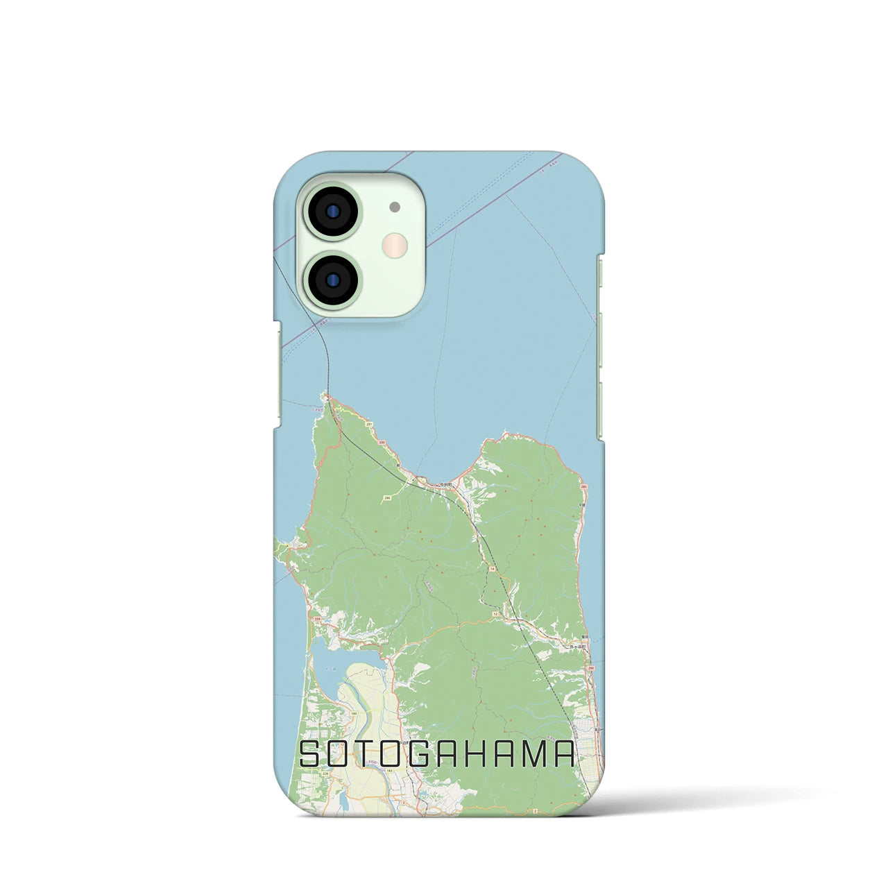 【外ヶ浜】地図柄iPhoneケース（バックカバータイプ・ナチュラル）iPhone 12 mini 用