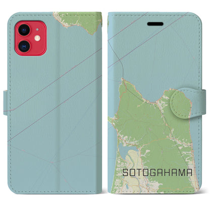 【外ヶ浜（青森県）】地図柄iPhoneケース（手帳タイプ）ナチュラル・iPhone 11 用