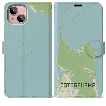 【外ヶ浜（青森県）】地図柄iPhoneケース（手帳タイプ）ナチュラル・iPhone 15 Plus 用