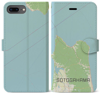 【外ヶ浜（青森県）】地図柄iPhoneケース（手帳タイプ）ナチュラル・iPhone 8Plus /7Plus / 6sPlus / 6Plus 用